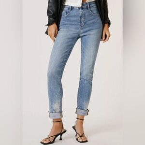 Pilcro The Cigarette Slim Straight Jeans in Distressed Light Wash, 34/18